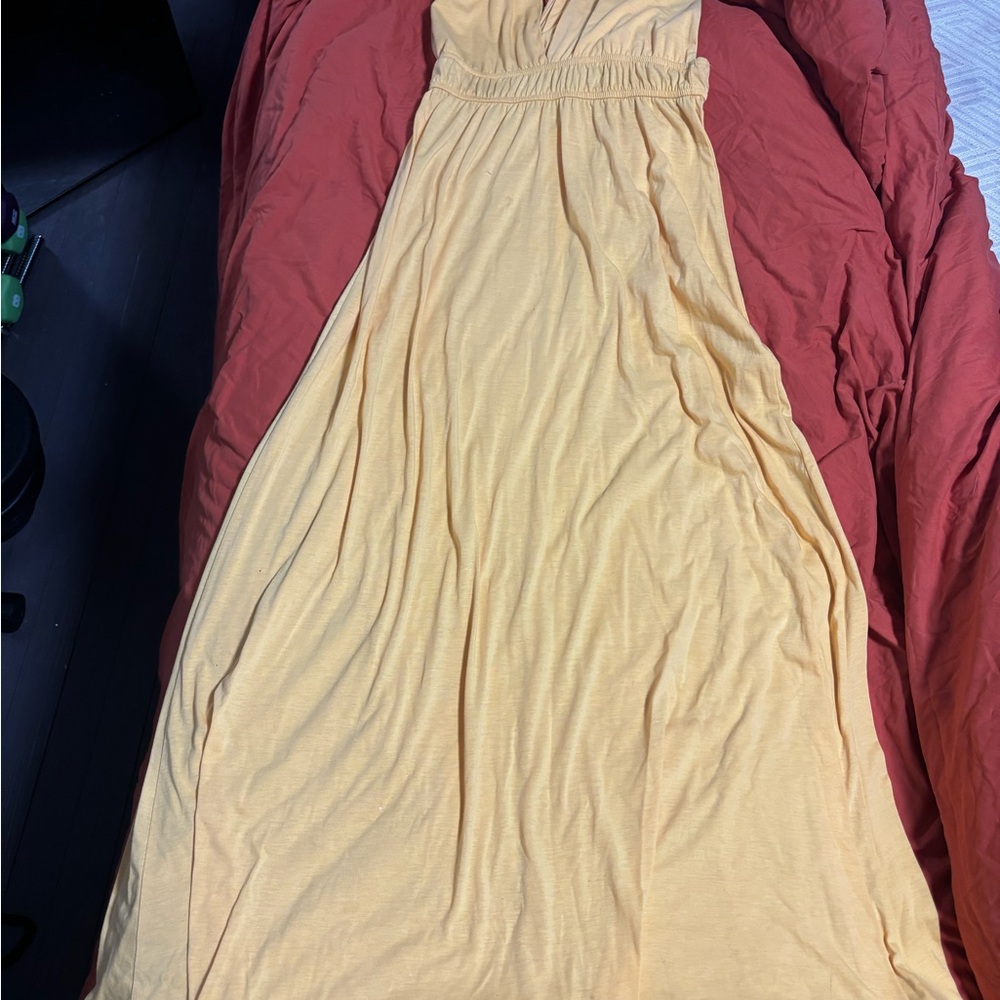Necessary Objects Strapless Maxi Dress in Light Yellow